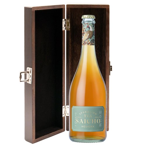 Saicho Hojicha Sparkling Tea 75cl in Elm Wood Gift Box